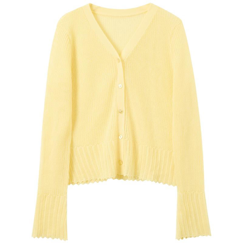 

Textured Lyocell Blend V-Neck Cardigan L