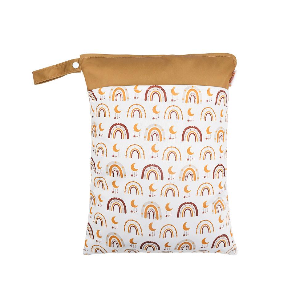 Waterproof Reusable Cloth Bag with Zipper Pocket and Handle - Fashionable Sun Burst Design, Suitable for Beaches, Swimming Pools, Gyms, Yoga