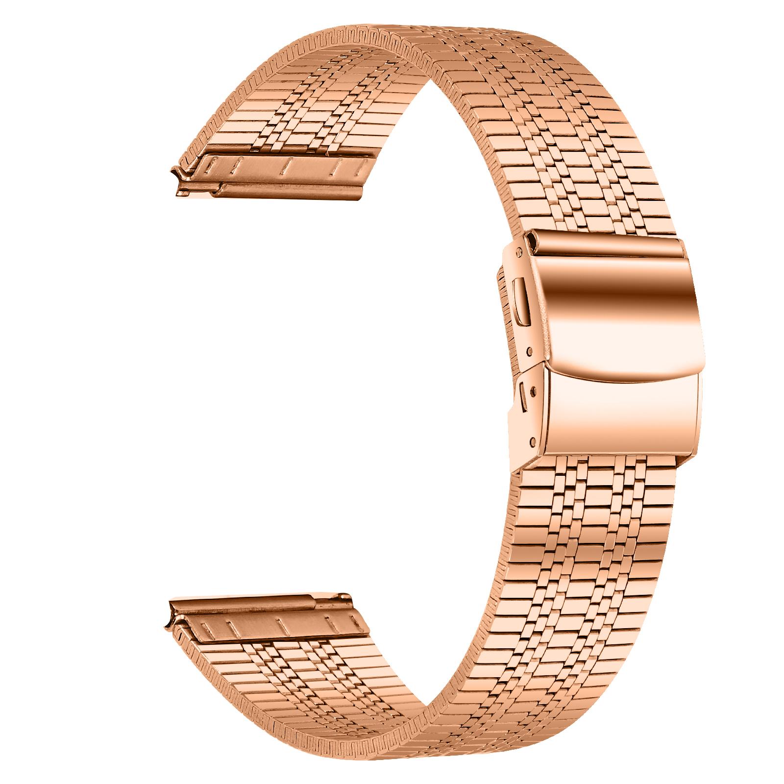 

For Garmin Vivoactive 4 Replacement Band Stylish 22mm Stainless Steel Watch Strap Rose Gold