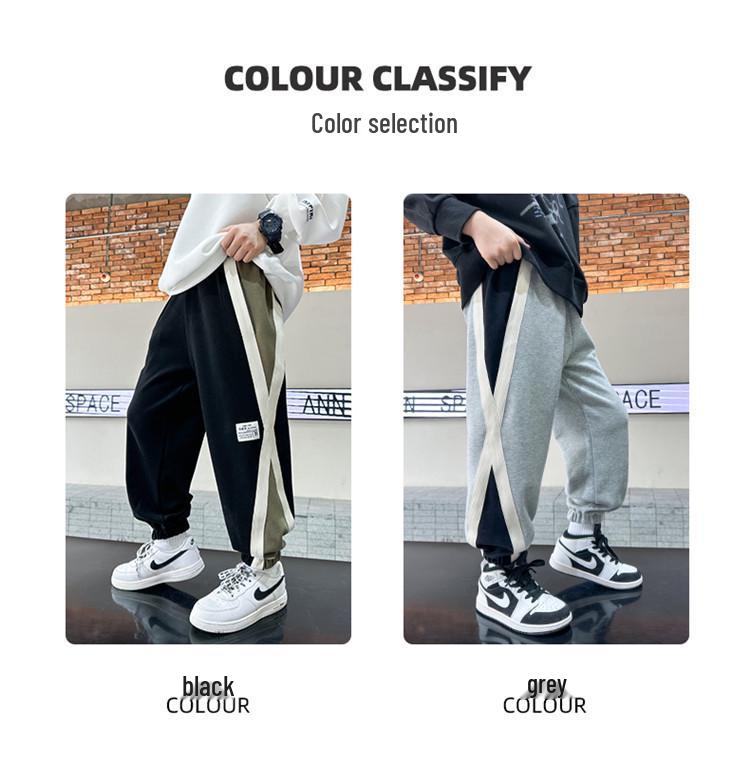 Children's Autumn Colorblock Pants Boys 2025: Casual Loose-Fit Fashion