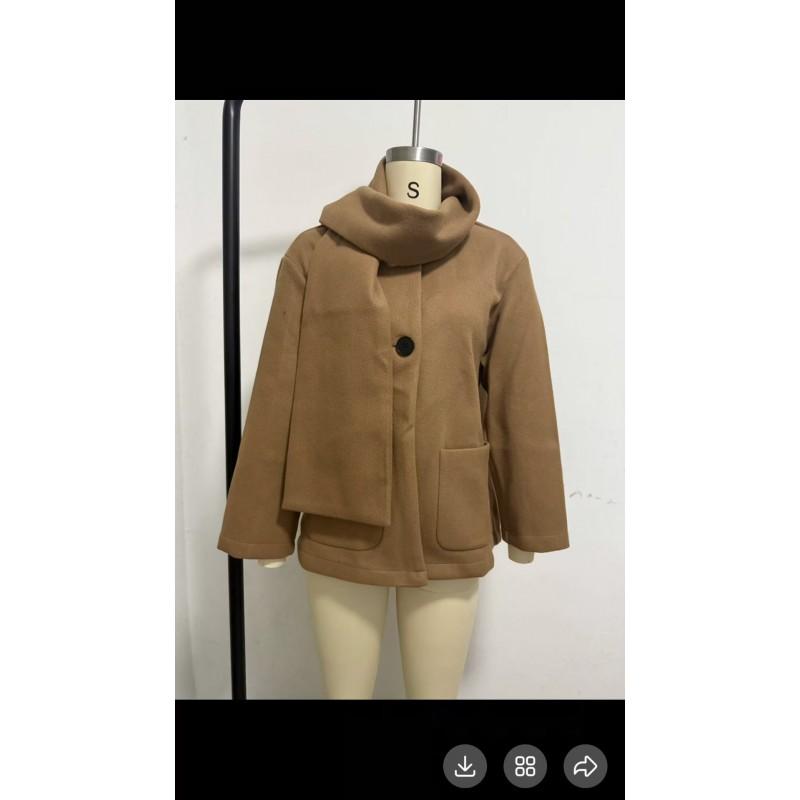 Cappotto Lungo da Donna in Misto Lana con Collo a Sciarpa Vestibilità Regolare Inverno 2026 Capospalla Oversize