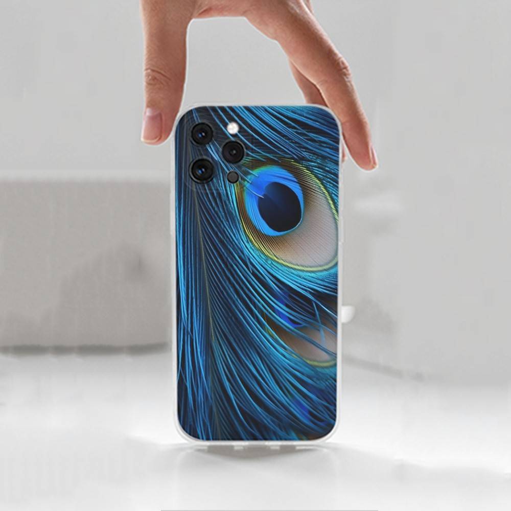 Peacock Feathers  For iPhone 16,13,12,11,17,14,15,Pro,Max,Plus,X,XS,XR,SE,Mini Transparent Soft silicone Case