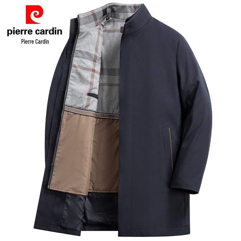 Pierre Cardin Men's Wool-Lined Stand-Collar Winter Trench Coat