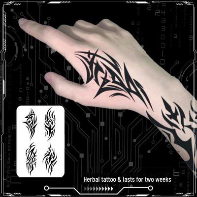 19 wasserdichte Tattoo-Aufkleber „Dark Totem“ für den halben Arm – langlebige Kräuter-Designs für Männer und Frauen