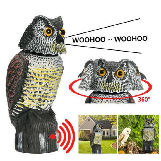 Cross-Border Owl: Outdoor Bird-Scaring, Rodent-Repelling Resin Ornament with Head Movement