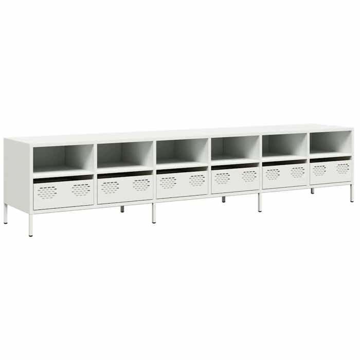 VidaXL TV Stand White 202x39x43.5 Cm Cold-rolled Steel, TV Bench, Metal Furniture, Multimedia Furniture, TV Sideboard, Furniture 3307160