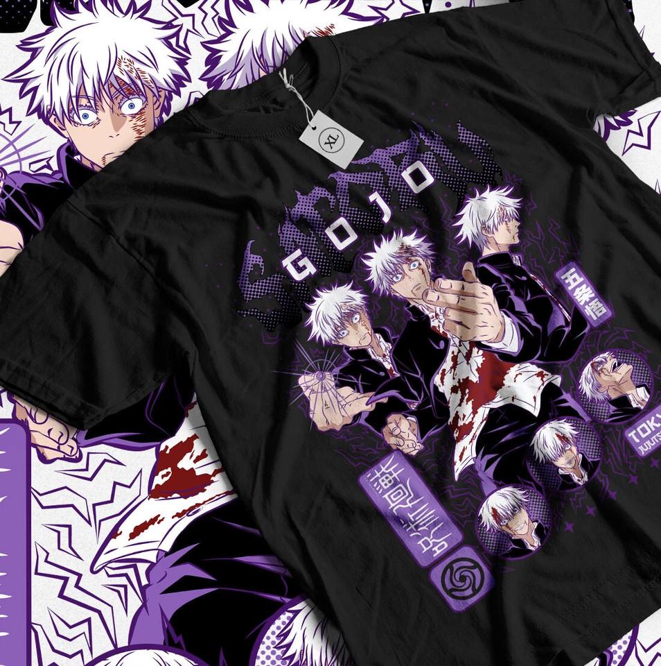 

Jujutsu Kaisen Gojo Satoru Aoi Horror Anime Manga Gif Black Unisex T-Shirt XXXL