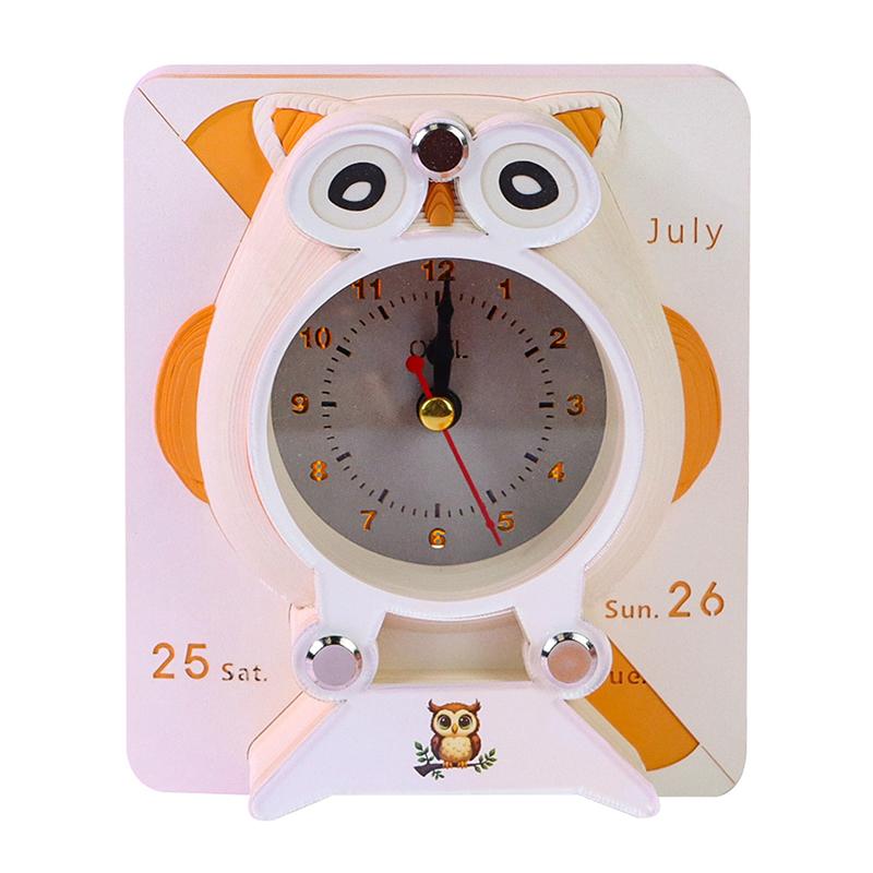 Calendario Orologio da Scrivania 2026 Con Orologio Luce LED Calendario 3D Strappabile Arte Intaglio su Carta Blocco Note Blocco Note Natale