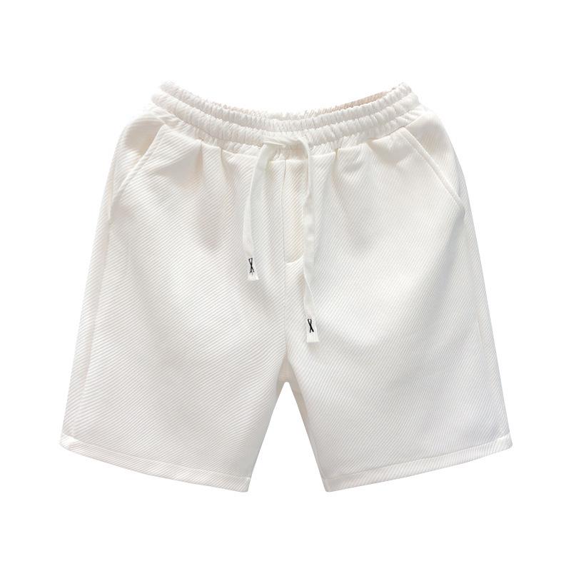 Men's Versatile White Summer Beach Shorts - Trendy Solid Color Loose Fit Sports Pants