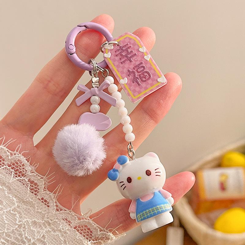 2026 Hello Kitty Resin Pendant Keychain for Women - DIY Handmade Doll Bag Accessory