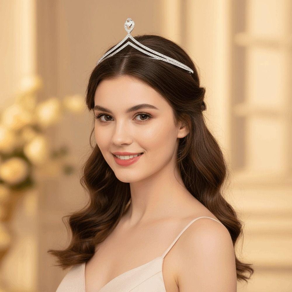 Simple Design Wedding Bride Crown Crystal Rhinestone Princess Crown Wedding Ceremony