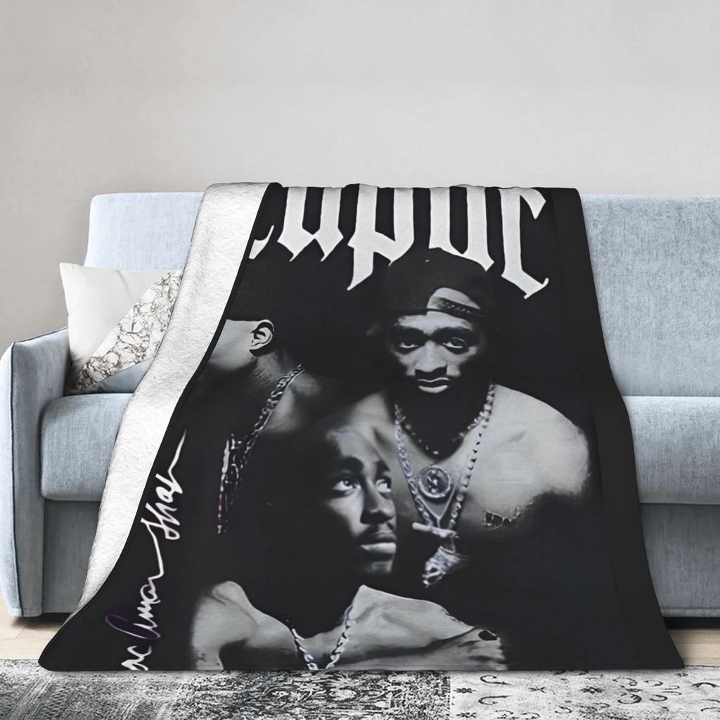 Rapper Tupac  Blanket Flannel 2pac Hip Hop Super Warm Throw Blanket for Outdoor Travel Bedroom Quilt