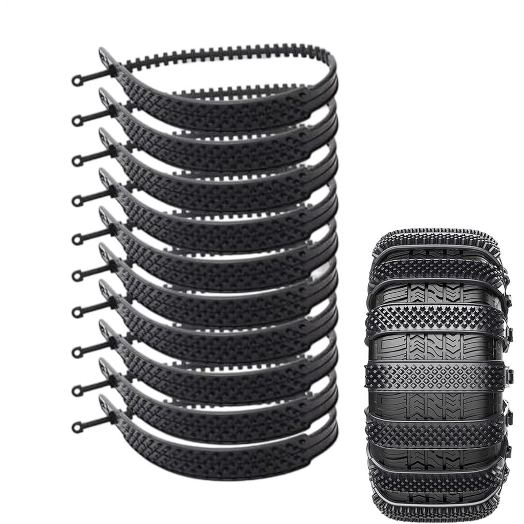 Snow Tire Straps 10 Pieces Adjustable Anti-Skid Car Grips Tire Straps for Snow for Auto Automotive Van Vehicle RV Truck SUV