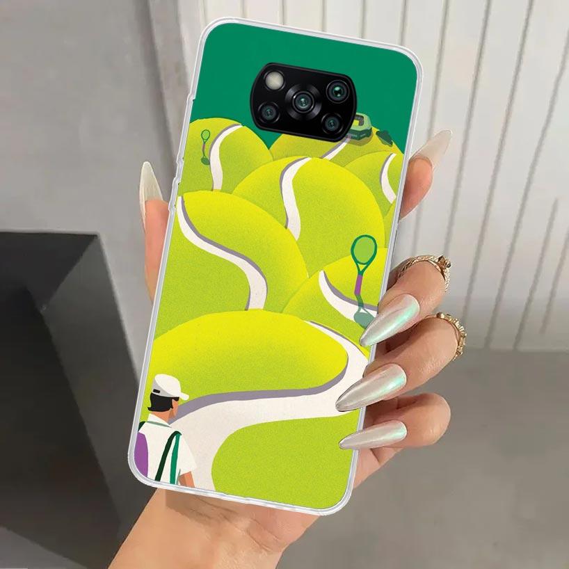 Tennis Sport Phone Case for Xiaomi Poco X5 X6 X7 Pro F7 Ultra M7 Redmi 15 15C 13 13C 12 12C 10 10A 10C 9 9A 9C 9T Shell Poco X7