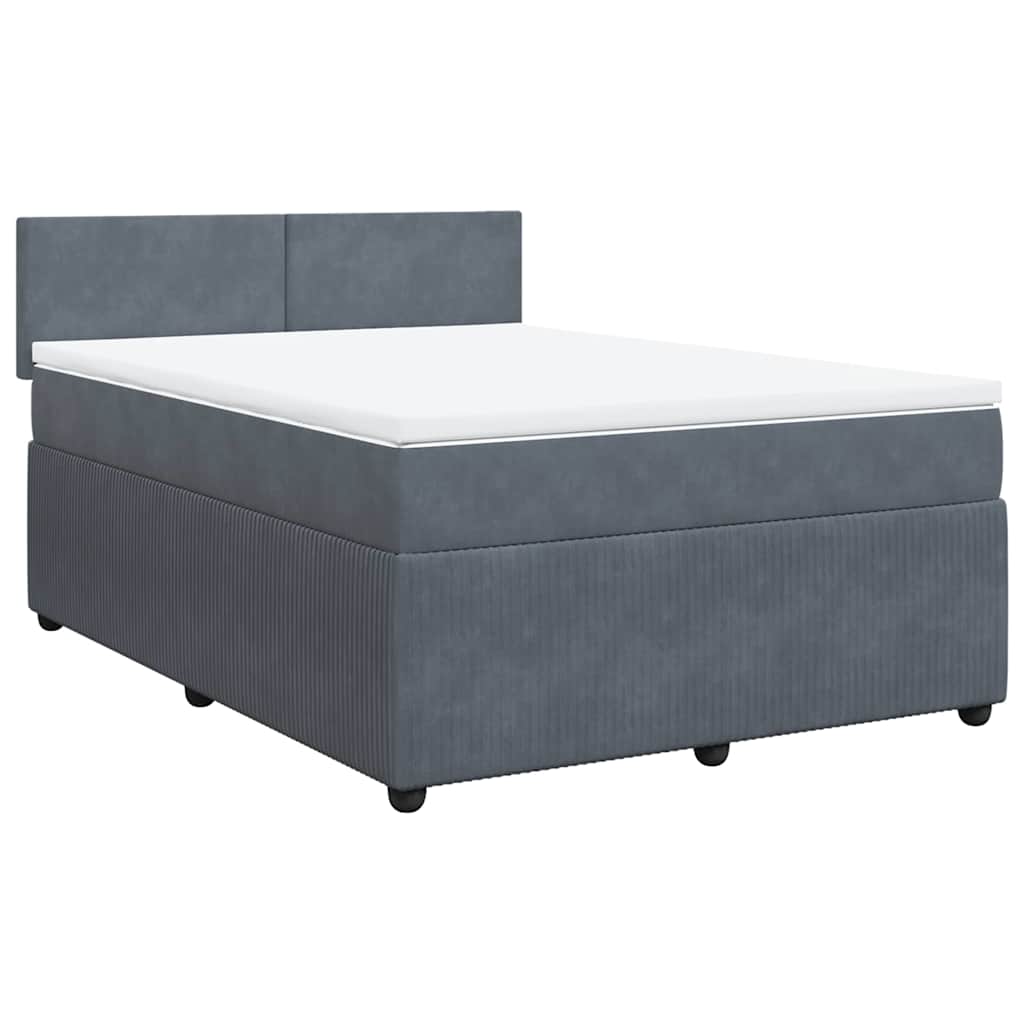 Vidaxl Letto Continentale Con Materasso, Grigio Scuro, 160X200Cm Velluto