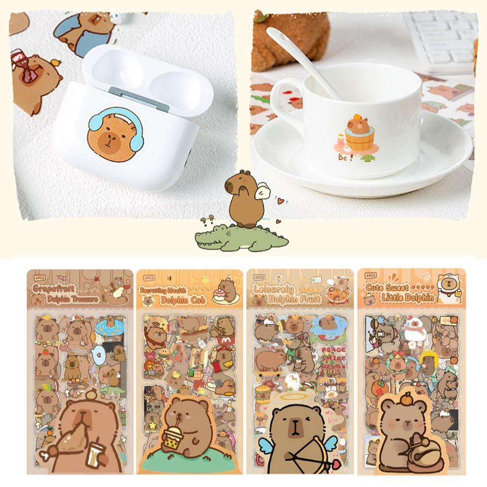 6Pcs/bag Cartoon Capybara Handbook Stickers Stationery Cartoon Decorative Stickers
