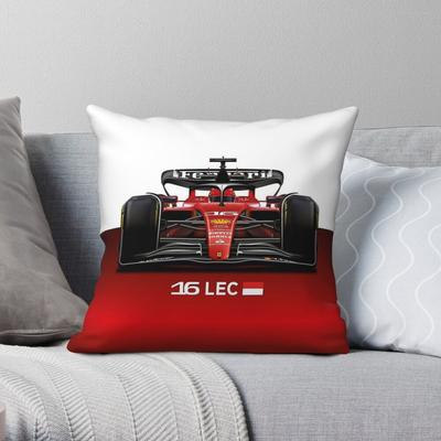 Charles Leclerc F1 Rennwagen Quadratischer Kissenbezug Polyester Leinen Samt Kreativer Reißverschluss Dekor Sofakissenbezug 45x45