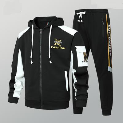 Young Men's Casual Sports Suit Men's And Style Cardigan Jacket Pants High Street Fashion Two-Piece Set