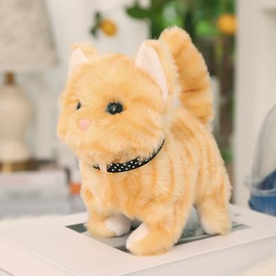 Gato de pelúcia elétrico abanando miado simulado andando cauda pelúcias gatinho fofo brinquedo companheiro acalmar simulação animal de estimação