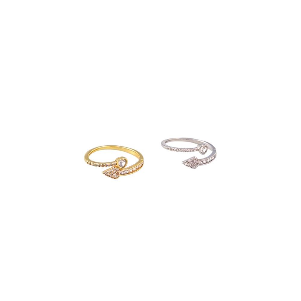 Arrow Diamond-Inlaid Two-Tone Gold & Silver Adjustable Ring: Exquisite Geometric Jewelry for Women