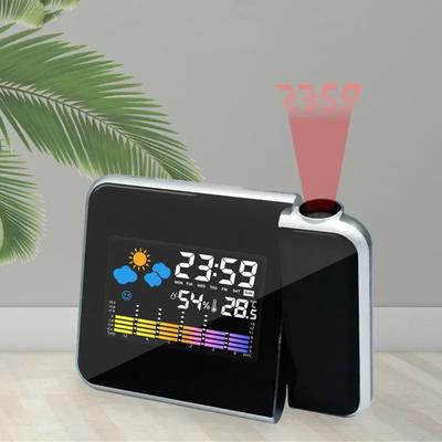 Color LCD Digital Projection Alarm Clock Temperature Thermometer Humidity Hygrometer Desk LED Time Projector Calendar