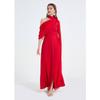Sexy Off-the-Shoulder Patchwork Halter-Neck High-Waisted Slit Dress Women's Elegant and Flowing Slit Evening Gown Summer Dress