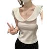 Korean Sweet Spring/Summer Slim-Fit Doll Collar Pure Cotton T-Shirt