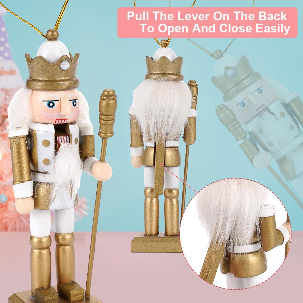 4 Stück 12 cm Nussknacker Marionetten Soldaten Ornamente Weihnachtsbaum Anhänger Mini Nussknacker Puppen Spielzeug Weihnachten Neujahr Geschenk Dekoration