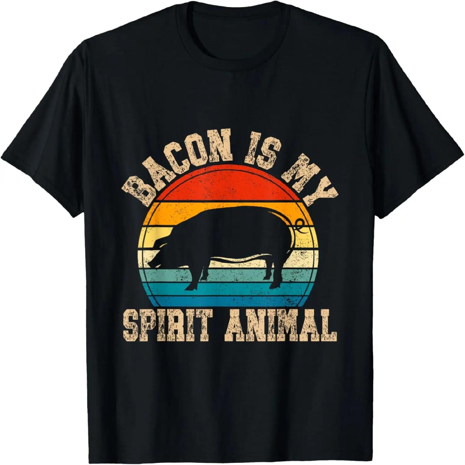 Bacon Is My Spirit Animal Retro BBQ Costume Pork Grill T-Shirt S