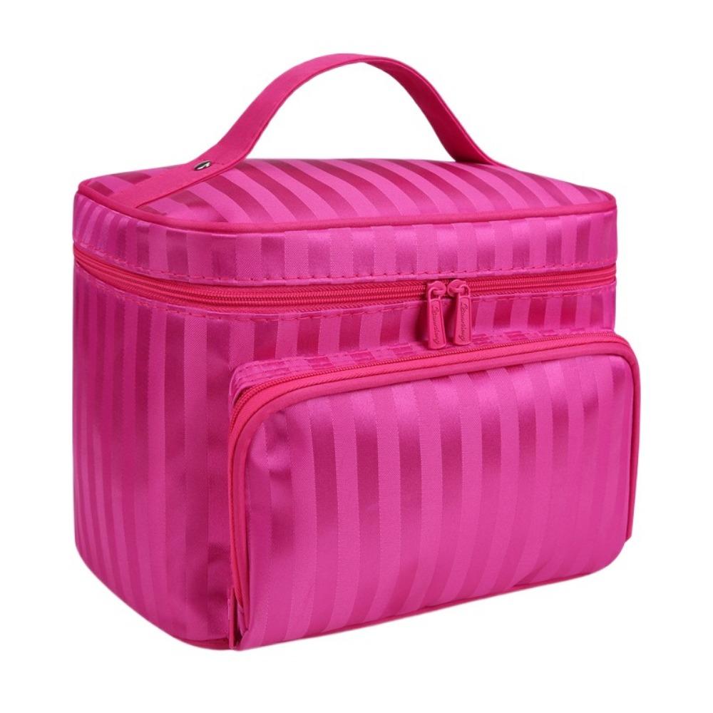 

Ручная полосатая косметичка большой вместимости, дорожный органайзер, портативная туалетная сумка, хранение косметики розы красного