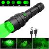 1200 Lumens Green LED Flashlight with Rotating USB 5 Lighting IPX6 Portable Green LED Lightweight and Ideal for Animal and Night Fishing