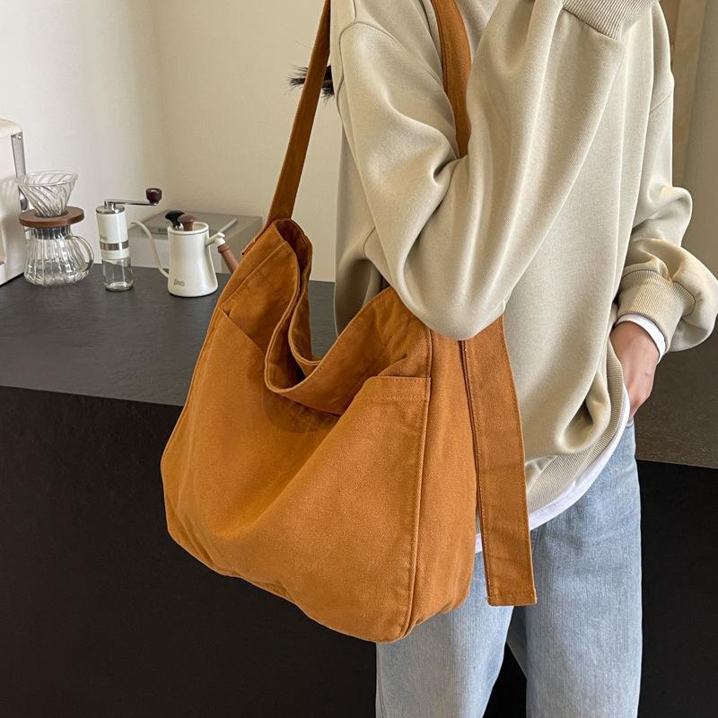 Cotton Canvas Bag Female Student Messenger Bag Class Cloth Bag Commuter Bag Large Capacity Cloth Bag Japanese Shoulder Bag