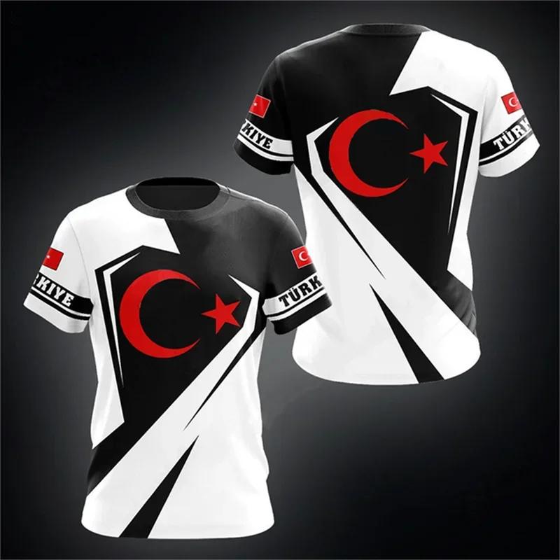 Turkey Flag Men's T-shirts Forest Camouflage Print Clothing Ropa Hombre Summer O-neck Oversized Fashion Short Sleeve Male Tops