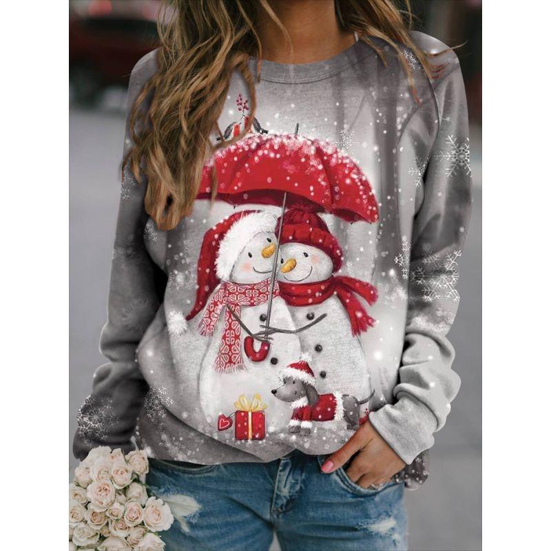 3D Printed Long Sleeve Round Collar Hoodie3d Print Long Sleeve Crew Neck Sweater