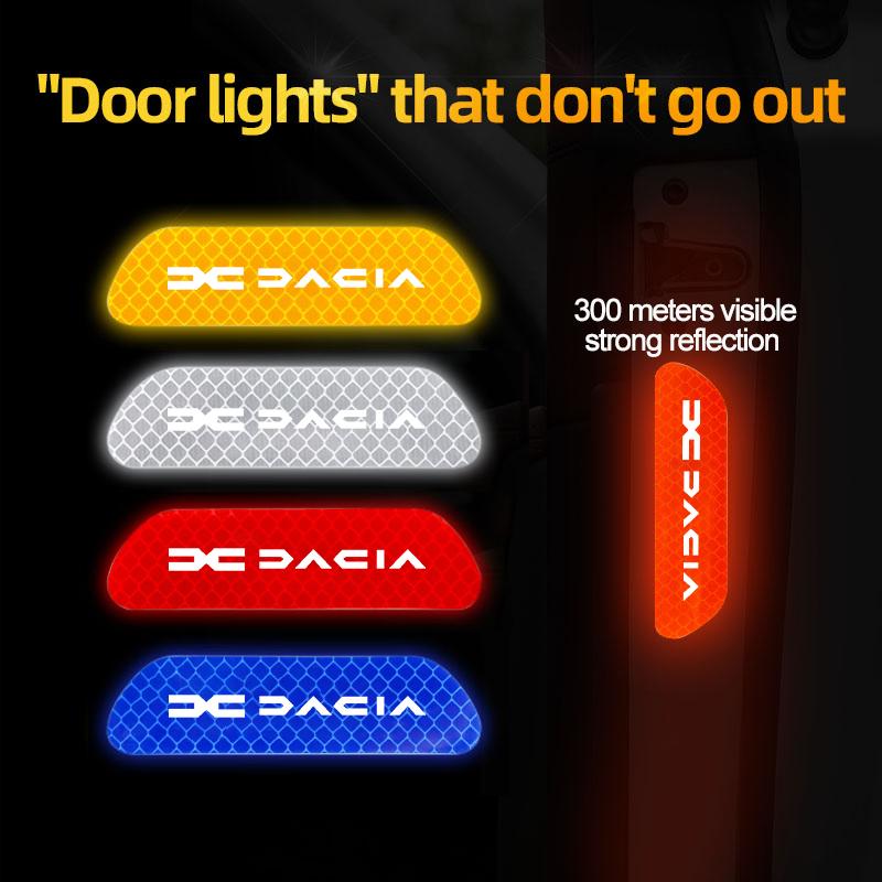 BGV1 4Pcs Car Logo Door Sticker Safety Warning Reflective Mark For Dacia Duster Sandero Stepway Logan Spring Dokker Lodgy Jogger MCV