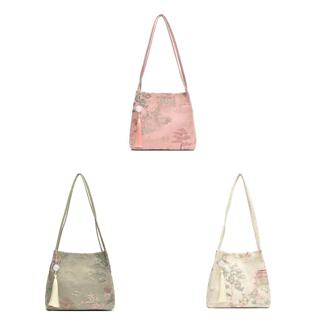 Chinese Style Fashion Bucket Bag With Embroidery For Daily Use