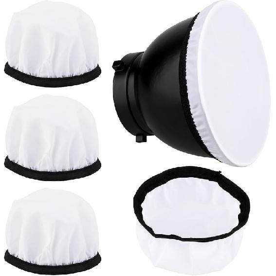 2Pcs Light Diffuser Sock, 7"/18cm Diffuser Lamp Cover White Soft Lampshade Reflector Lamp Sock for Studio Strobe Reflectors Ring Light Flash Light