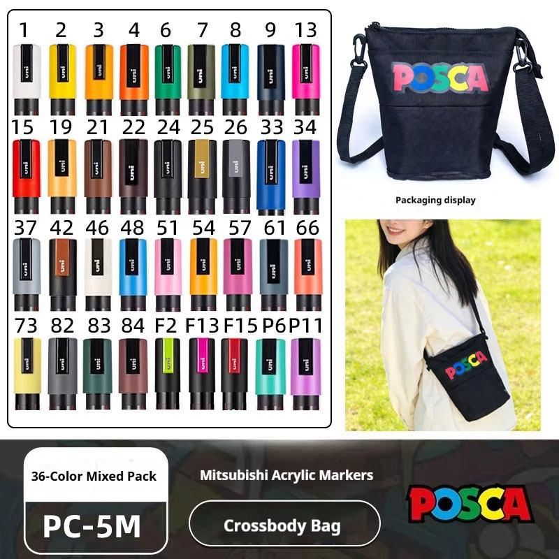 Japanese POSCA Acrylic Marker Set 32Vibrant Colors,1M/3M/5M,Quick-Drying&Smudge-Proof for Professional Artists,Students&Crafters