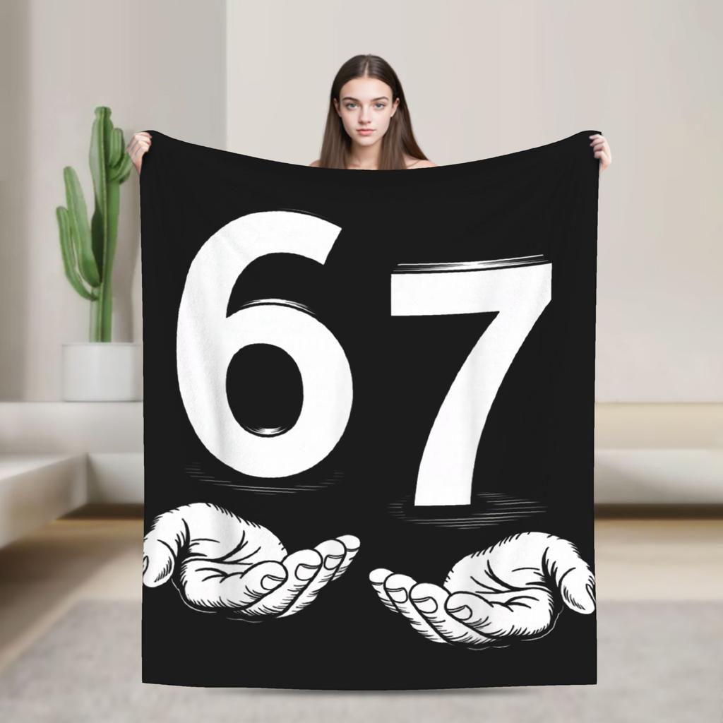 Dankbar für Sechs Sieben 6 7 Meme 67 Thanksgiving Truthahn Flanelldecken Winter Warm Weiche Überwurfdecke Schlafzimmer Bettüberwurf
