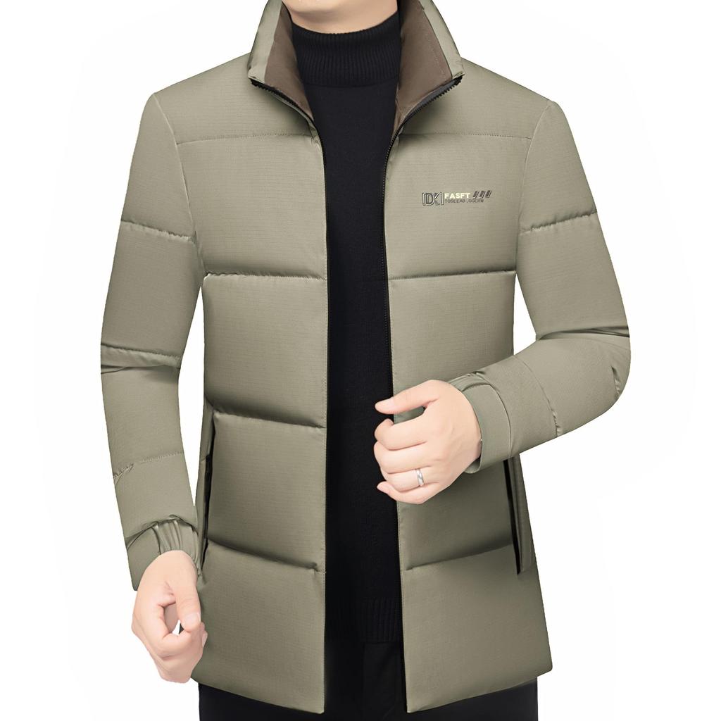 Men's 2025 Winter Stand-up Collar Warm Cotton Jacket - Fashionable Business Bread Jacket for Middle-aged Dads