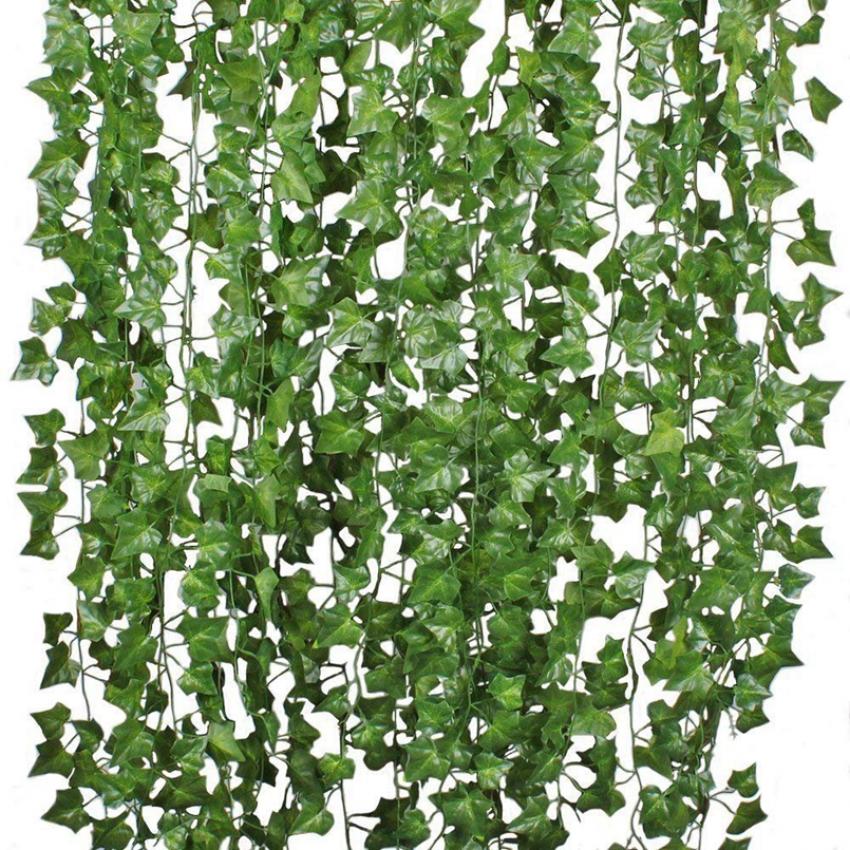 210Cm Green Silk Artificial Hanging Christmas Garland Plants Vine Leaves Diy Home table Wedding Party Bathroom Garden Decoration