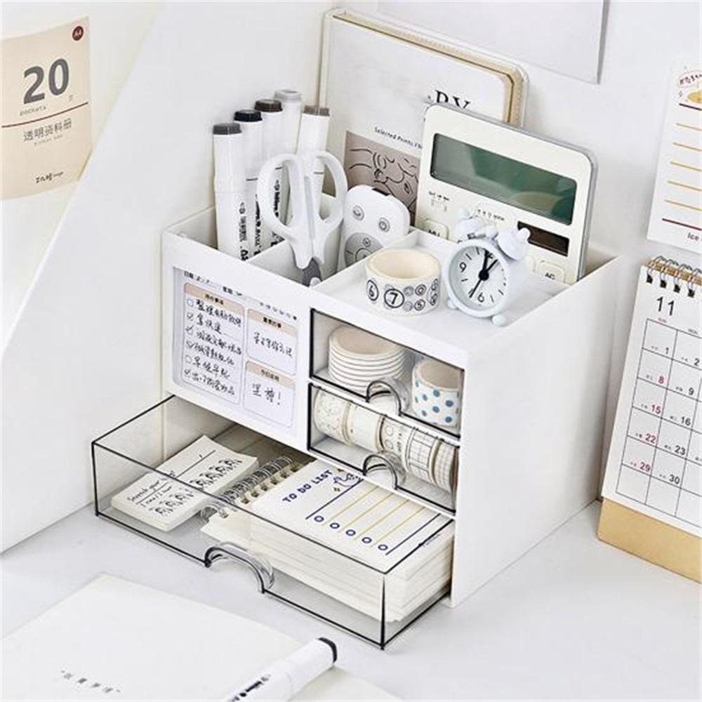 Multifunkční stolní organizér Zásuvková krabička s držákem na pero Velkokapacitní úložný organizér na stůl s mnoha přihrádkami