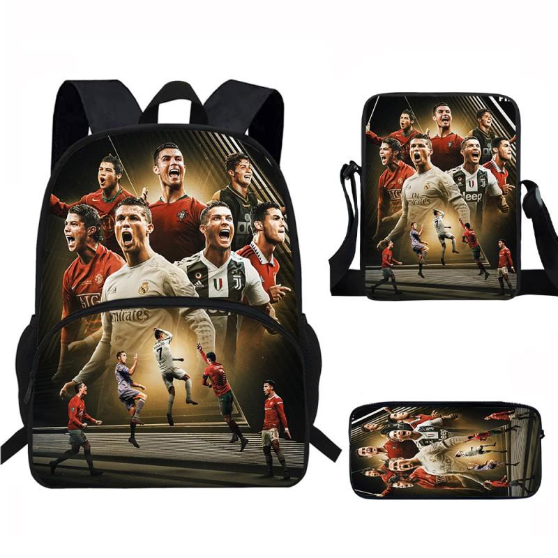 Set Zaino Scolastico CR7 per Bambini Tessuto Oxford Borsa a Doppio Scomparto con Tasca Frontale Astuccio Tracolla Ergonomico Dorsale