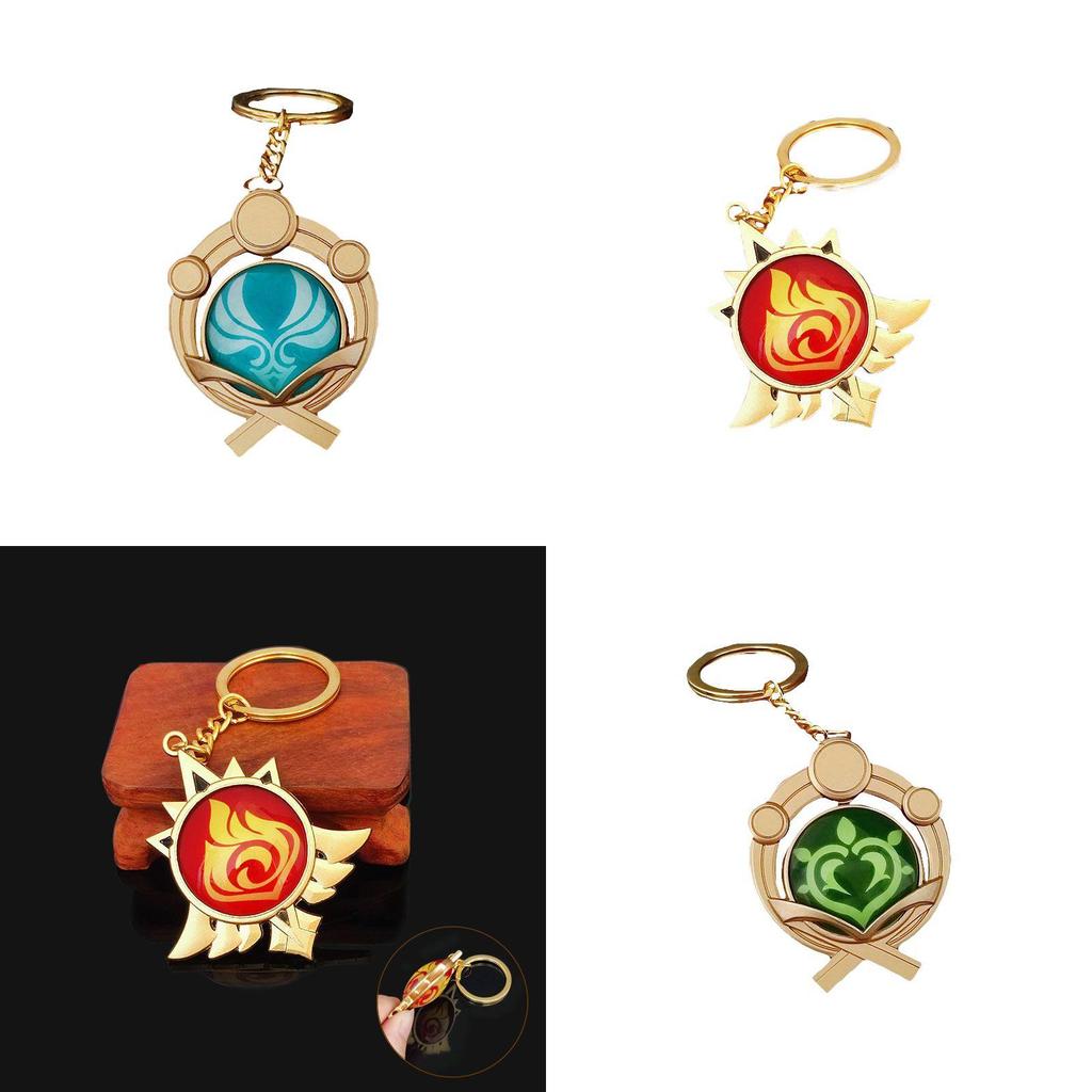 Genshin Impact Seven Elements Keychain Featuring Geo Anemo Electro Dendro Hydro Pyro Cryo Design