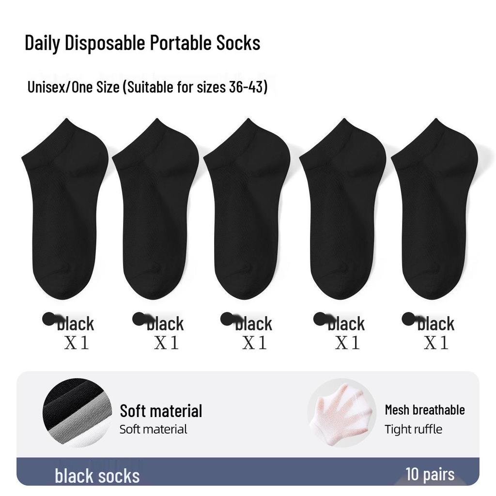 Disposable Mid-Calf Cotton Socks for Men and Women - Breathable, Sweat-Absorbent, Odor-Resistant for Travel and Daily Use.