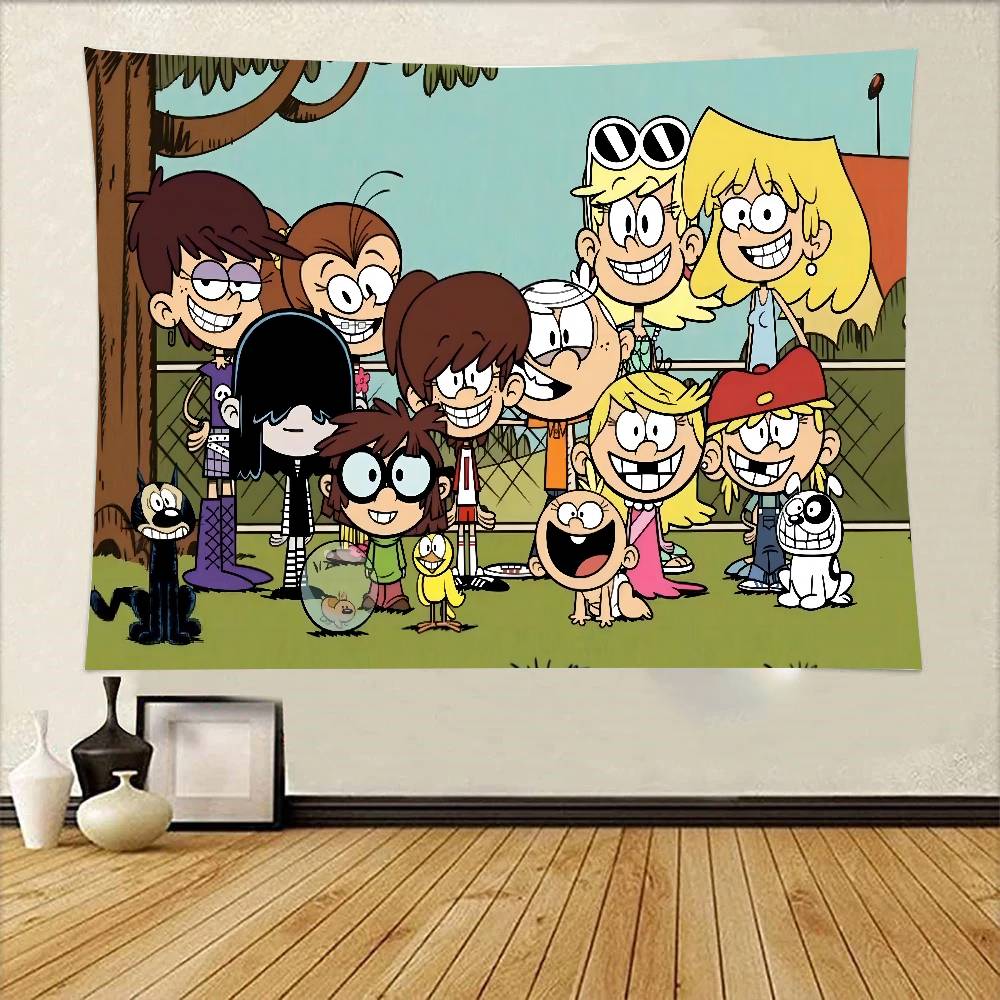 The LLoud Cartoon House Tapestry Wall Hanging Printed Polyester Tapestry INS Decoration Wall Decor