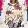 Ladies Plus Size Crew Neck Long Sleeve Soft Loose Casual Leisure Daily Street Pullover Sweatshirt