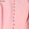 ZANZEA Women Casual Square Collar Splice Short Sleeve Elegant Dress