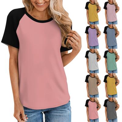 Women's  Short Sleeve T Shirts Round Neck Cute Tunic Tops Basic Tees Blouses Loose Fit Pullover