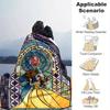 1pc. Stained Glass Beauty and the Beast Tapestry Wall Hanging, Home Decorative Throw Blanket for Living Room Bedroom Office Outdoor Gift (Rose)